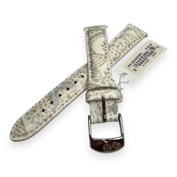Michele Accessories - Michele 16mm Ivory Paisley Watch Strap Gold Silver NWT